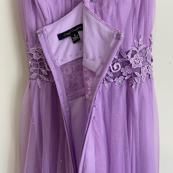 City Triangles Elegant Lavender Evening Gown Prom Dress Tulle Embroidered Floral - Picture 12 of 16